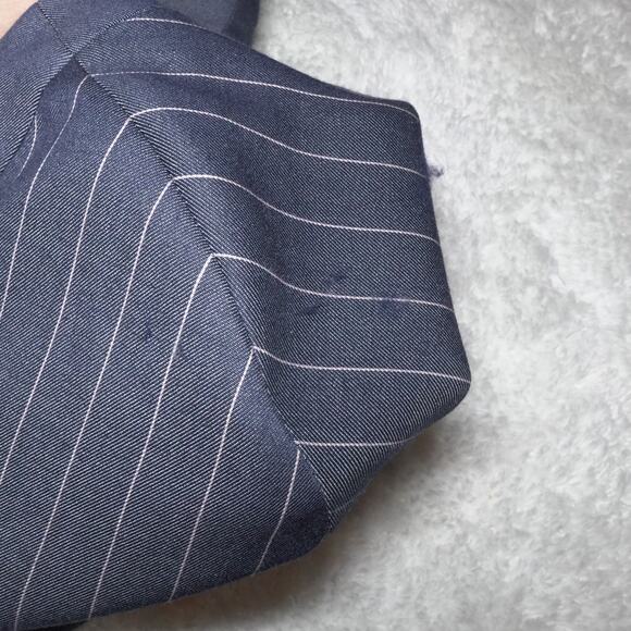 TOMMY HILFIGER Preppy Jacket Twill Pinstriped Open Front Navy Blazer Sz 12 - Picture 11 of 12